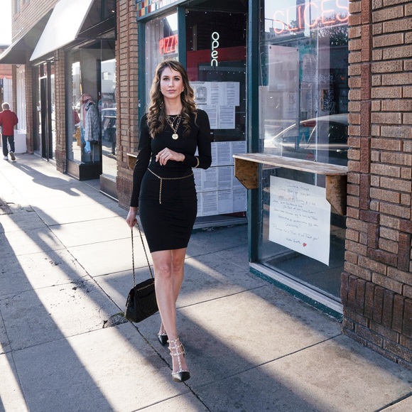 Long Sleeve Crew Neck Basic Stretch Crop Skirt Set - Picture 3 of 10